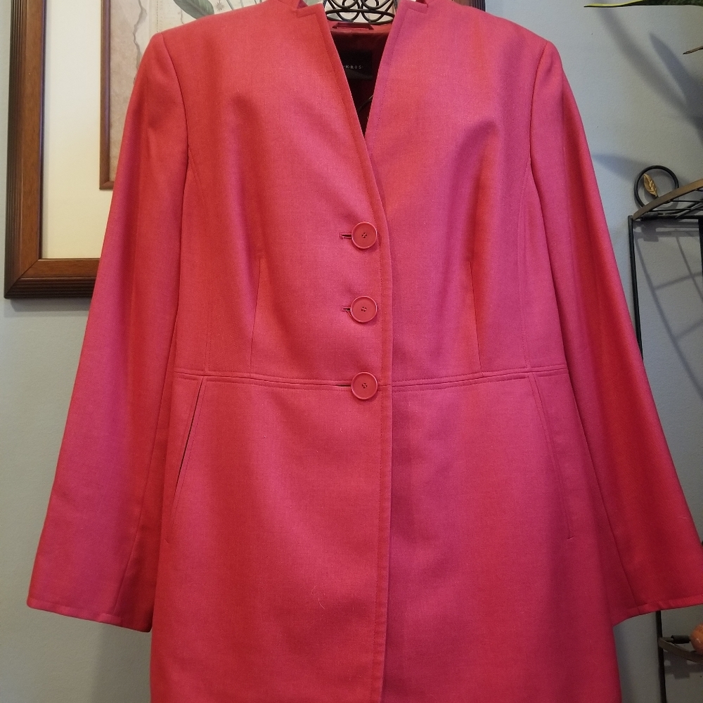 Large Akris Red Cashmere & Silk Blazer